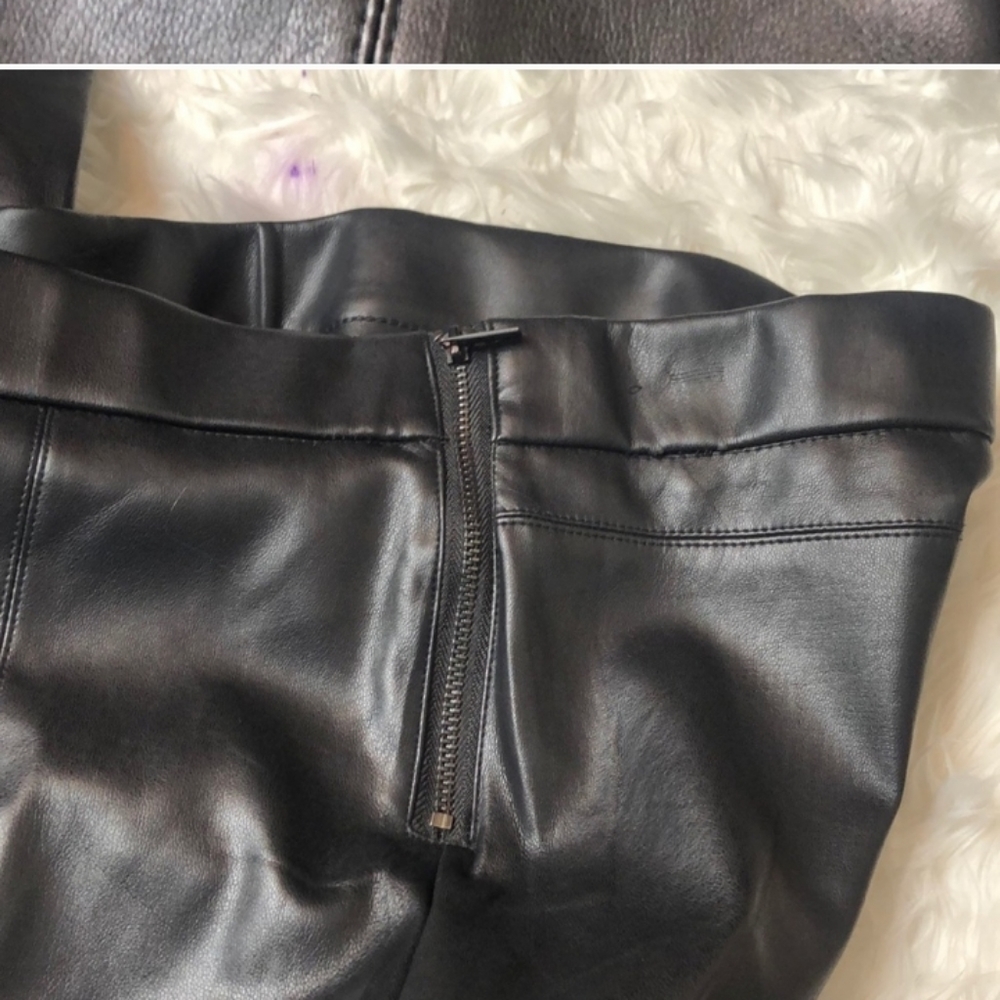 ZARA Faux Leather Zip Slit Leggings NWOT - Picture 3 of 16